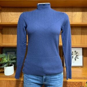 Vintage Bananna Republic Navy Turtleneck Sweater Size S Cotton Angora Blend Y2K
